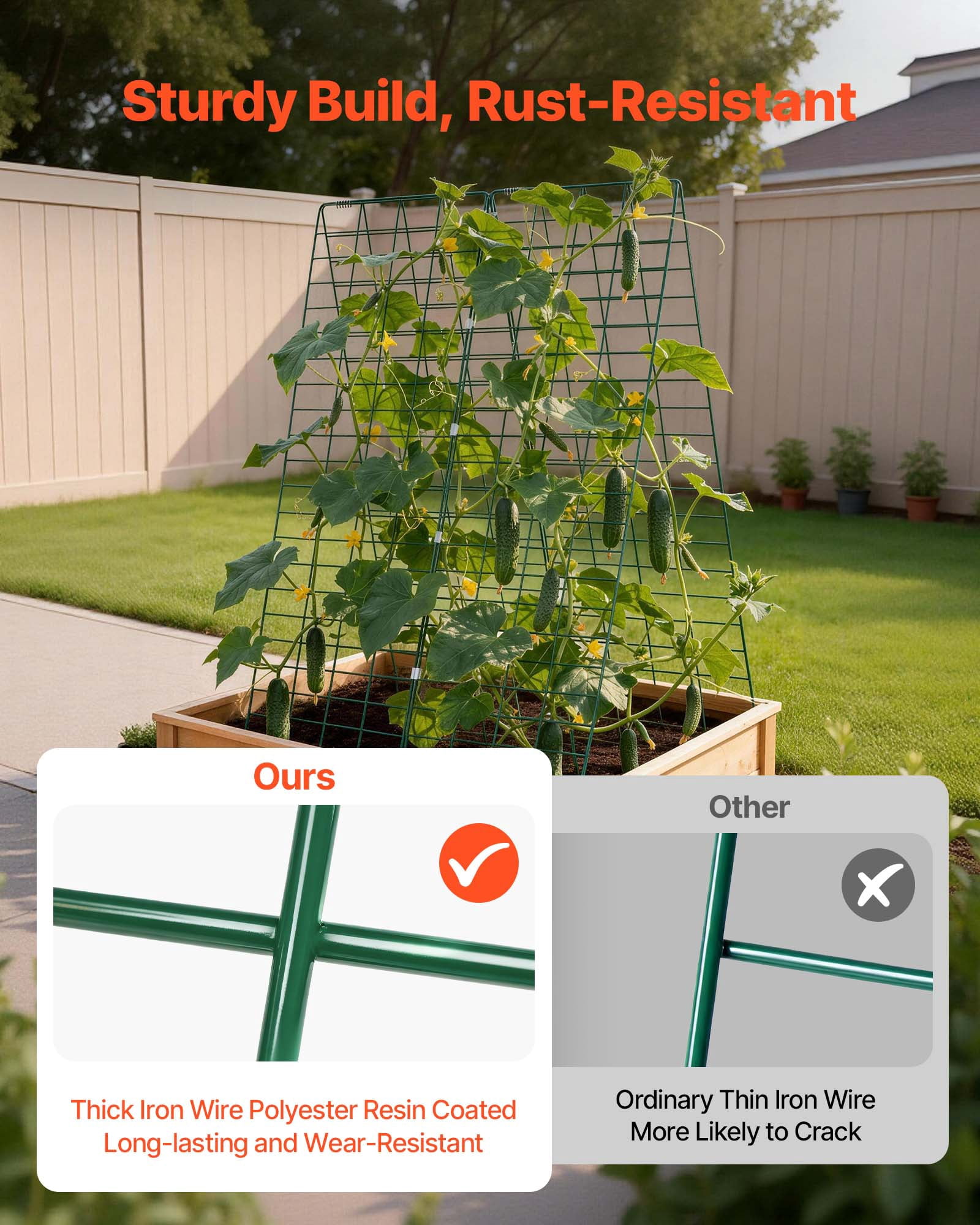 VEVOR Cucumber Trellis 4 Pack, A-Frame Garden Trellises for Raised Bed, Metal Rustproof Coating Plant Support for Vine, Climbing Plants, Peas, Beans, Zucchini, Tomato, Flower(46.06 x 16.93 in x 4PCS)