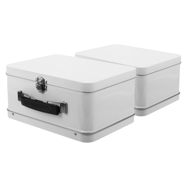 2 mini maletas vintage de hojalata, caja de almacenamiento decorativa para joyas, papelería y artículos diversos, recuerdos de boda y regalos de fiesta
