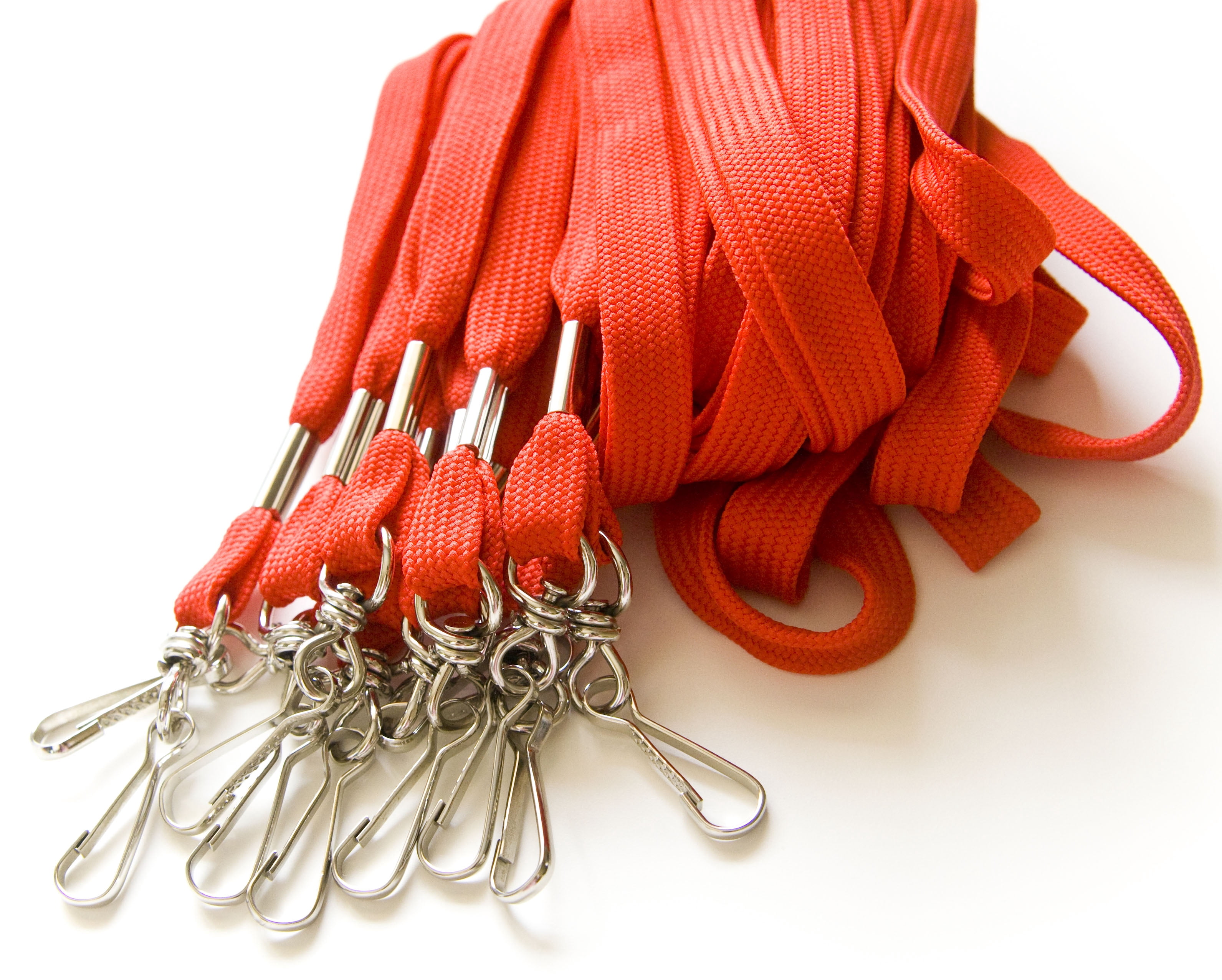 100pcs Flat ID Neck Lanyards for Badges with Swivel J-Hook, Red by OnDepot