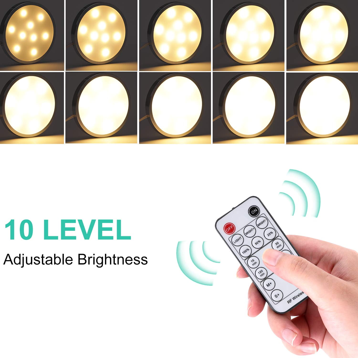 LED Under Cabinet Puck Light 6 Pack,Under Counter Lights With Wireless Timer Remote Dimmable(Warm White)