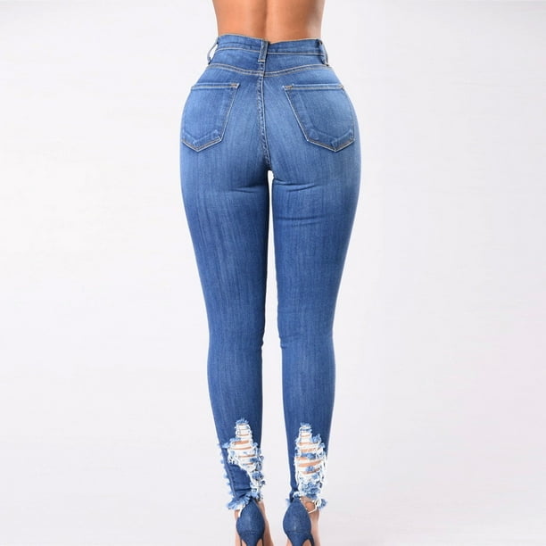 Jean a trou femme taille haute hotsell