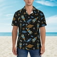 thumbnail image 2 of Sikiie Space Rockets Print Men's Hawaiian Shirt, Summer Beach Button Pocket Short Sleeve T-Shirt,Small, 2 of 7