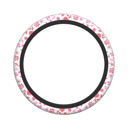 XMXY Car Steering Wheel Cover, Watercolor Flower Leaves Non-Slip Jeep Truck Universal Elastic Steering Wheel Protector 15 inch