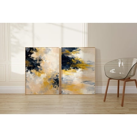 Gold Modern Wall Art Print Set Of 2 With Chic Contemporary Home Decor