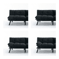 thumbnail image 4 of Triple Tree Velvet Split Back 70" Soft Cushion Futon Sleeper Sofa, Black, 4 of 9