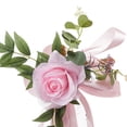 thumbnail image 3 of Respaldo de silla con flores, hojas y cintas para banco o boda Rosado, 3 of 3