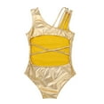 thumbnail image 4 of Fldy Big Girls Sleeveless Open Back with Straps Glittery Ballet Dance Gymnastics Leotard Jumpsuit Gold XXL, 4 of 7
