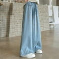 thumbnail image 4 of Girls'Wide Leg Jeans Elastic Waisted Baggy Trousers Streetwear Casual Loose Denim Pants with Pocket Size 5-15, 4 of 5
