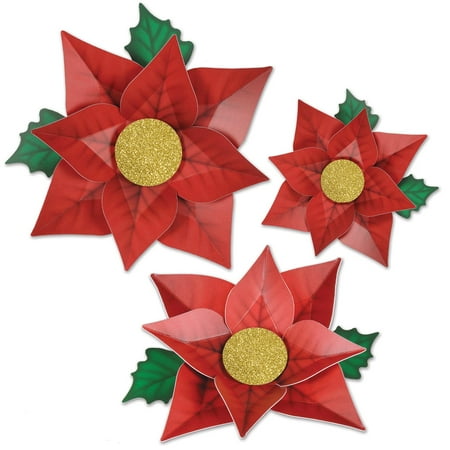 pack of 36 printed red poinsettia christmas cutouts decorations 125 1425 - Poinsettia Christmas Decorations pack of 36 printed red poinsettia christmas cutouts decorations 125 1425 - Poinsettia Christmas Decorations