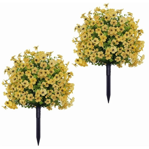 RuWeoMaa Artificial Flowers for Outdoors - 2Pcs 2025 New UV Resistant Artificial Outdoor Plants Fake Silk Flowers, Faux Flowers for for Spring Summer Garden Home Porch Decor, 23.6"