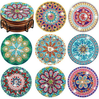 VEGCOO 8 Pcs Diamond Painting Coasters with Holder, DIY Mandala Coasters  Diamond Painting Kits for Beginners, Adults & Kids Art Craft Supplies 