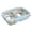 B002- Blue, variant on Lunch Container, Stainless Steel Lunch Box, Bento Lunch Box, Compartment Lunch Box, 2 Divided Steel Box, Beige Accent Locking Lid, 8X6X2 Inch 304 Stainless Steel Build, Leak