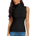 thumbnail image 1 of Chaleco elástico suave y ajustado básico sin mangas con cuello alto para mujer, 1 of 7