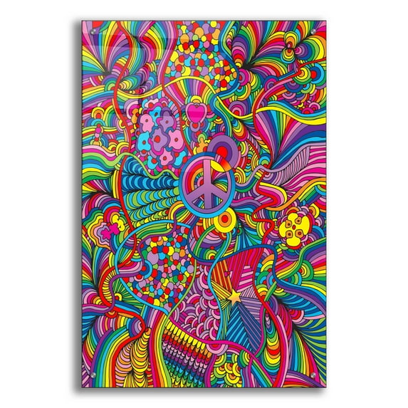 Epic Art 'Peace Sign Lines' by Howie Green, Acrylic Glass Wall Art, 24"x36"