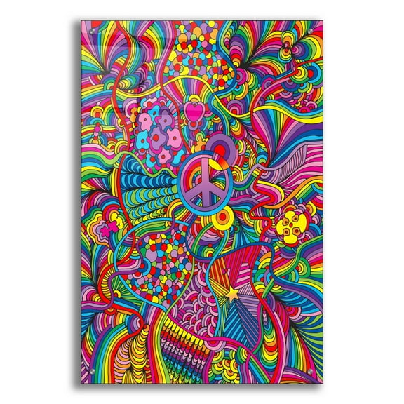 Epic Art 'Peace Sign Lines' by Howie Green, Acrylic Glass Wall Art, 24"x36"