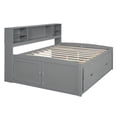 thumbnail image 6 of Full Size Wood Daybed with 2 Bedside Cabinets, Multifunctional Storage Bed Frame with Upper Shelves and 4 Drawers for Kids Teens Girls Boys Bedroom, No Box Spring Required, Gray, 6 of 7