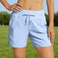 thumbnail image 2 of Miluxas Women's Summer Lightweight Quick Dry Running Shorts Solid High Waisted Workout Gym Track Shorts with Zipper Pockets UPF 50+ Light Blue, 2 of 8