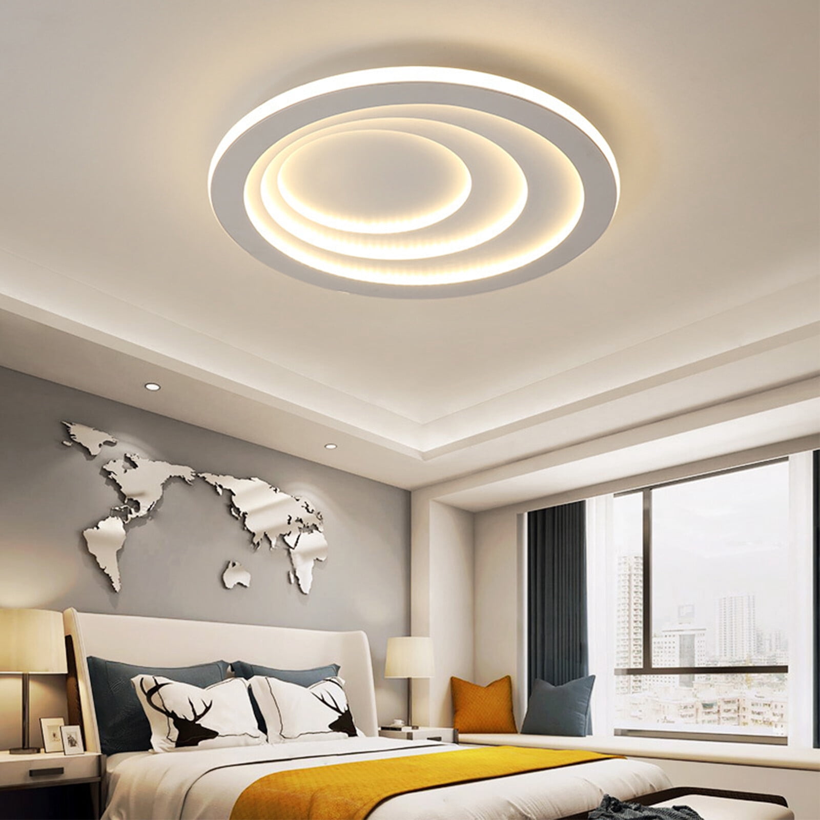 19.7in LED Ceiling Light 40W White Modern Flush Mount Fixture with 4500K Warm White Light for Living Room, Bedroom
