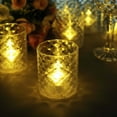 thumbnail image 2 of Efavormart 12 Pack | 3" Clear Acrylic Diamond LED Tealight Candle Holder Sets, Warm White Battery Operated Whiskey Glass Votive Candle Lamps, 2 of 5
