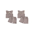 thumbnail image 2 of BemeyourBBs 2Pcs Toddler Baby Girls Summer Outfits Cute Infant Girls Summer Sleeveless Doll Collar Plaid Print Vest Tank Tops and Elastic Waist Shorts Set, 2 of 9