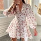 thumbnail image 1 of Vestido corto con estampado Floral para mujer, prenda elegante de manga larga acampanada, cuello en V profundo, cintura alta, Verano, 1 of 5