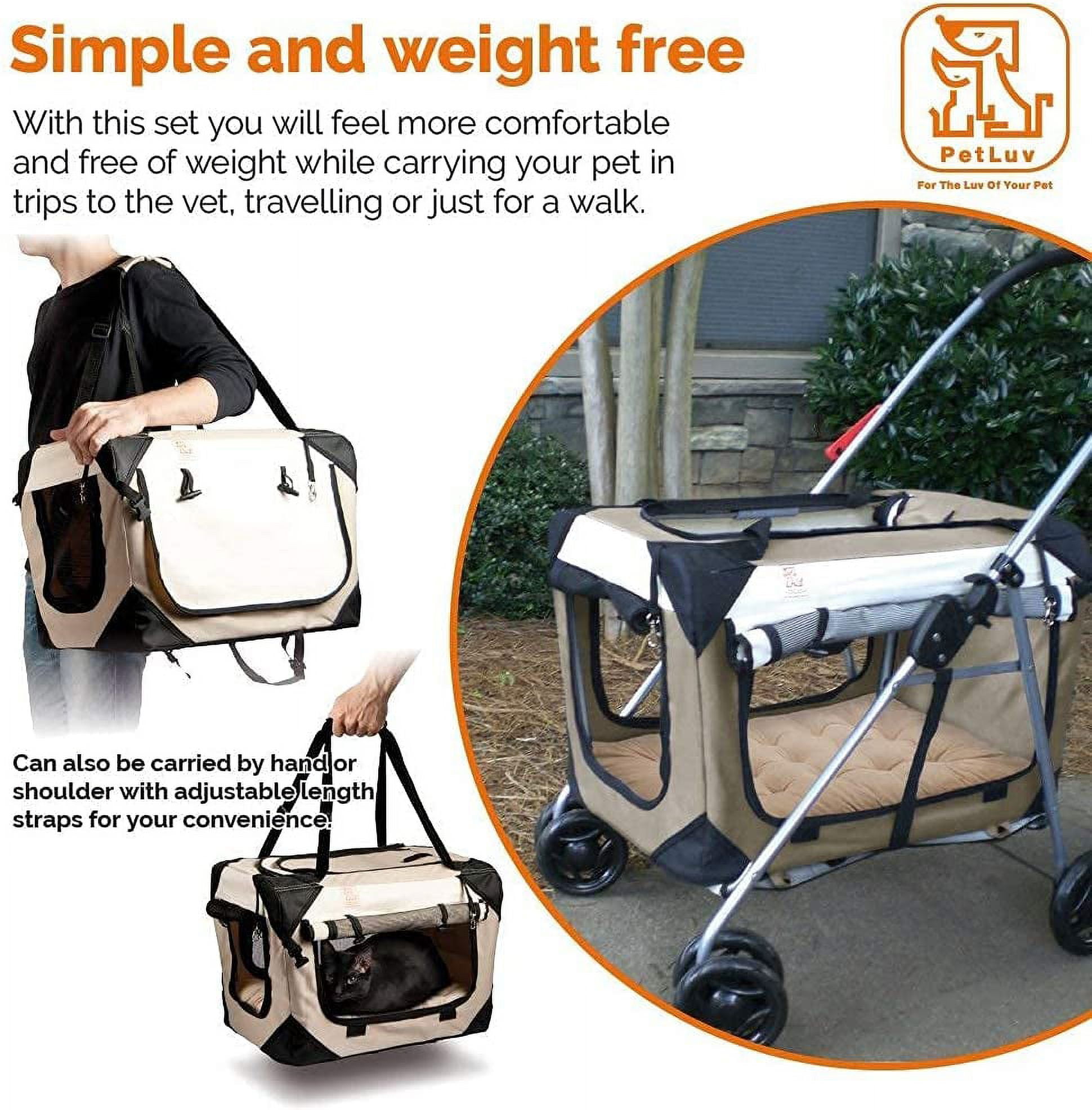 PetLuv Premium Pet Stroller 3 in 1 Soft Sided Detachable Pet