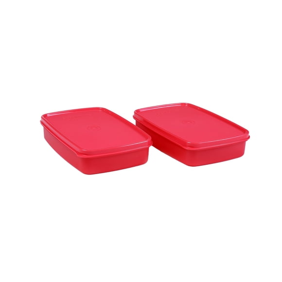 Juego de 2 recipientes pequeños de plástico Signora Ware Crispy Slim, 550 ml, color sandía, color rojo.