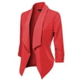 thumbnail image 3 of MixMatchy Women's Casual Work Solid Open Front 3/4 Sleeve Blazer Jacket with Plus Size, 3 of 4