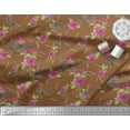 thumbnail image 3 of Soimoi Poly Georgette Fabric Leaves & Austin Rose Floral Printed Craft Fabric by the Yard 42 Inch Wide, 3 of 3