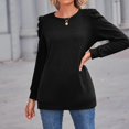 thumbnail image 5 of Women’s Long Sleeve Puff Shoulder Top Round Neck Loose Fit Casual Fashion Shirt Elegant Solid Color Blouse, 5 of 5
