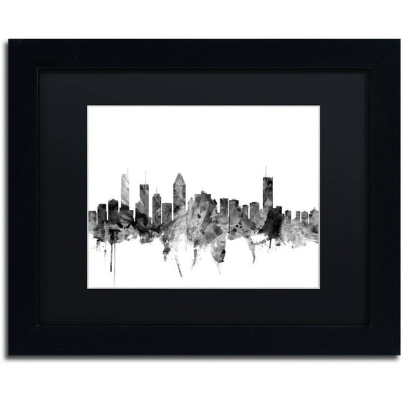 Trademark Fine Art 'Montreal Canada Skyline B&W' Canvas Art by Michael Tompsett Black Matte, Black Frame