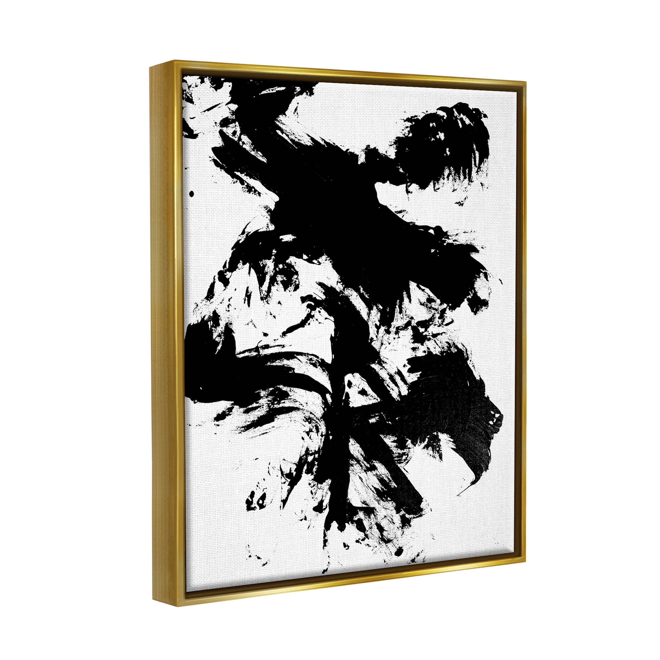 Modern Silhouette Brushed Shape Abstract Graphic Art Metallic Gold Framed Art Print Wall Art