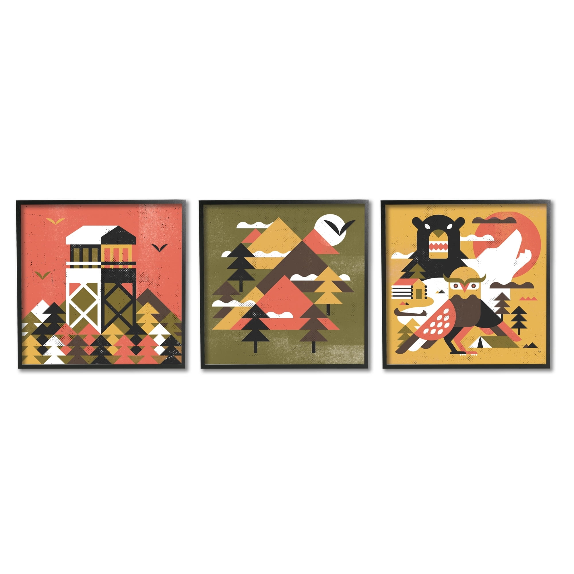 Stupell Industries Kids' Rustic Forest Animal Camp Adventure Geometric Shapes, 17 x 17, Design by Robert John Paterson