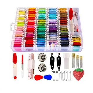 Txkrhwa 158PCS Embroidery Floss Set Cross Stitch Threads Kit with Bobbins  Beads Ribbons for Beginners with Organizer Storage Box
