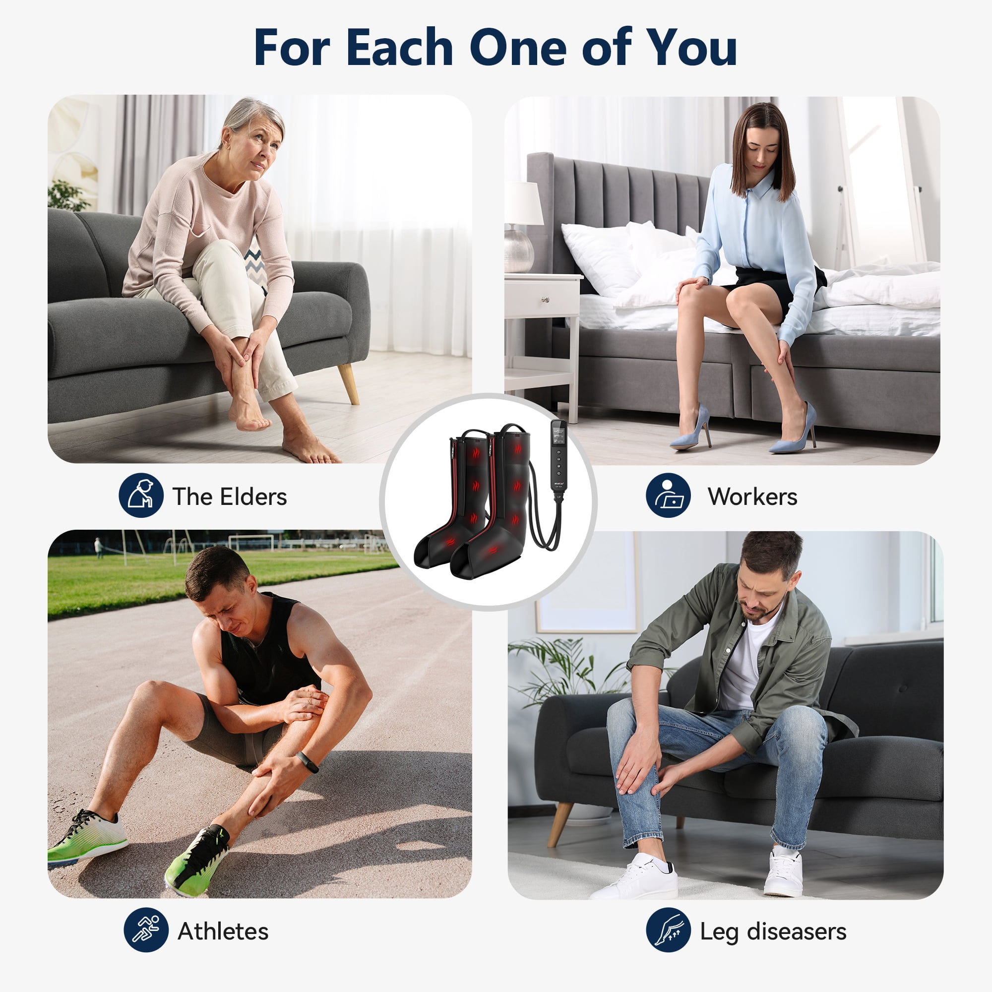 CINCOM Leg Compression Boots Massager with Heat, Calf Knee Foot Massager for Circulation and Pain Relief