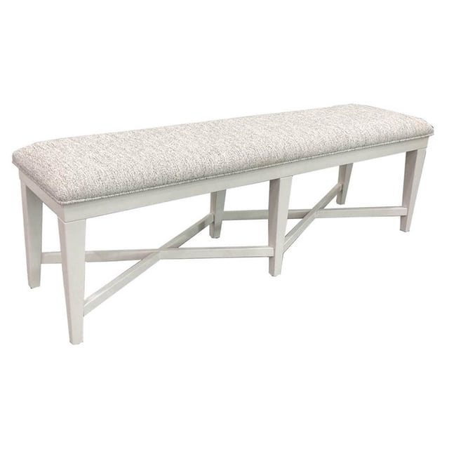 Pemberly Row 58" Upholstered Dining Bench with Boucle Fabric in White