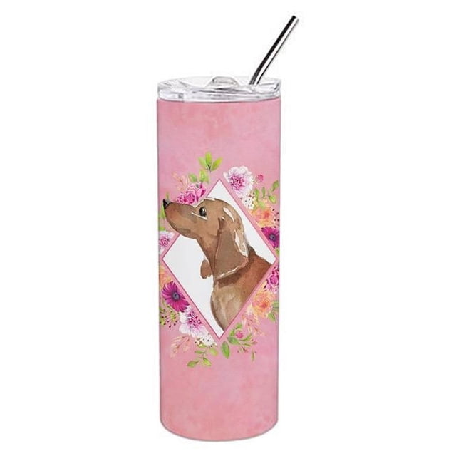 Caroline's Treasures CK4207TBL20 Gobelet Mince en Acier Inoxydable à Double Paroi de 20 oz à Fleurs Roses de Teckel