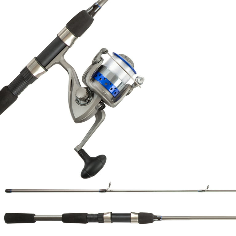 RAD Sportz Fishing Rod & Reel Combo -6’6” Fiberglass Pole, Spinning Reel-  Bass, Trout & Lake Fish-Spooled with 10lb Test-Action Series