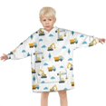 thumbnail image 3 of Cartoon Construction Vehicles Cranes White Pattern Blanket Hoodies for Kids 6-13YR Oversize Wearable Blanket Hoodies for Boys Girls Teens, 3 of 7