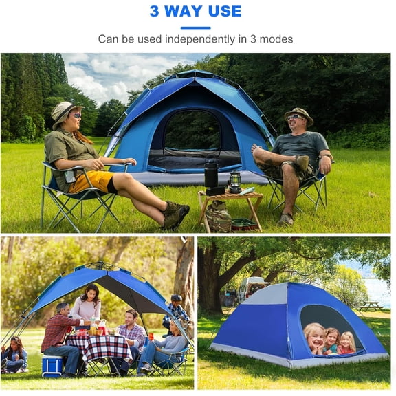 3-in-1  Pop Up Tents for Camping, 2/4/6 Person Camping Tent,60s Automatic Quick Easy Setup Tent, Waterproof Stand Up Family Tents for Camping,Outdoor, Hiking