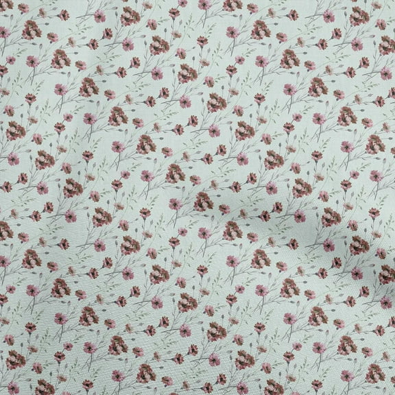 oneOone Cotton Poplin Mint Green Fabric Watercolor Floral Sewing Fabric By The Yard Printed Diy Clothing Sewing Supplies 42 Inch Wide