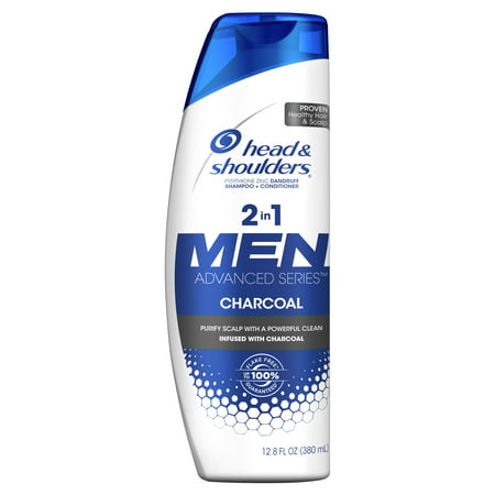 Head and Shoulders Men Advanced Series 2in1 Charcoal Shampoo to Deep Clean & Detox Scalp, 12.8 fl