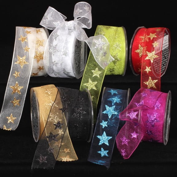 The Ribbon People Silver Star Wired Craft Ribbon 1.5" x 27 Yards