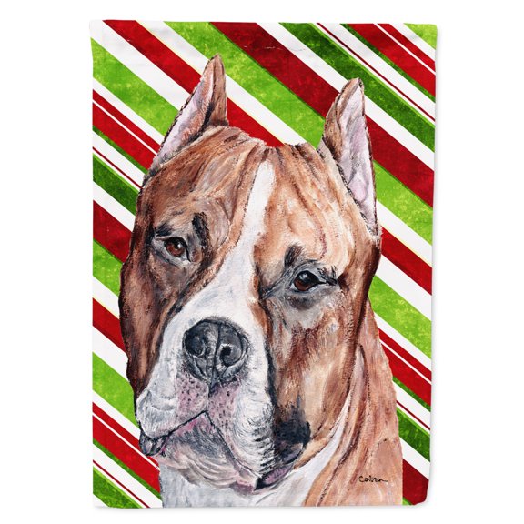 Staffordshire Bull Terrier Staffie Candy Cane Christmas Garden Flag