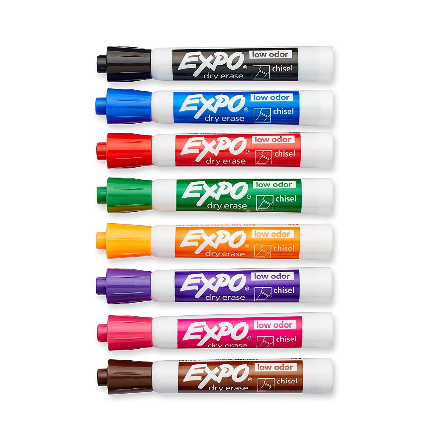 EXPO Low-Odor Dry Erase Set, Chisel Tip, Assorted Colors, 8-Piece