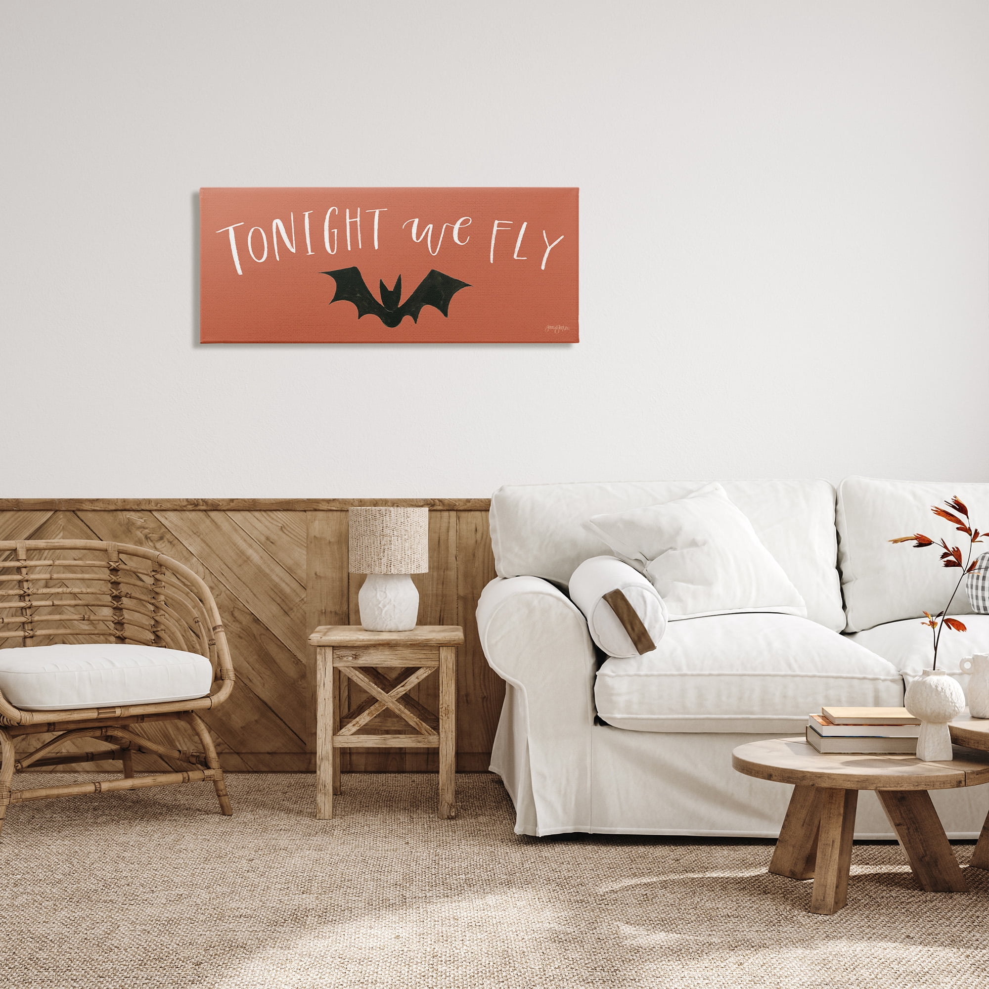 Stupell Industries Tonight We Fly Halloween Holiday Painting Gallery Wrapped Canvas Art Print Wall Art, 40 x 17
