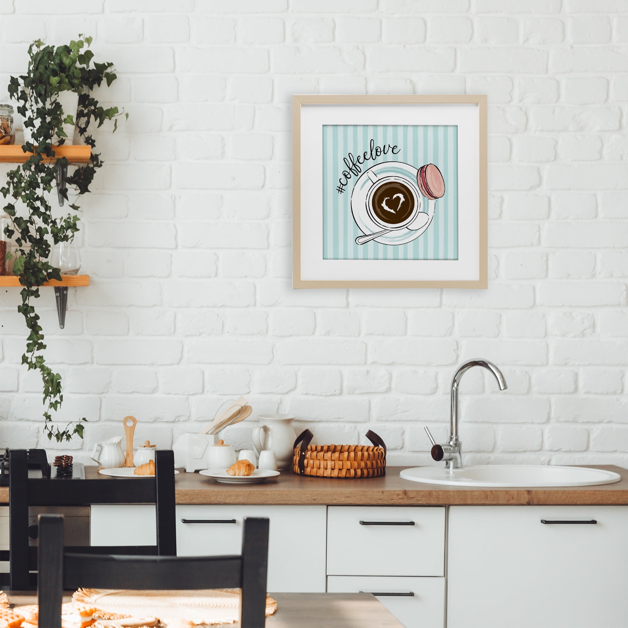 Stupell Industries Coffee Love Hashtag Birch Framed Print Under Glass, design by Martina Pavlova