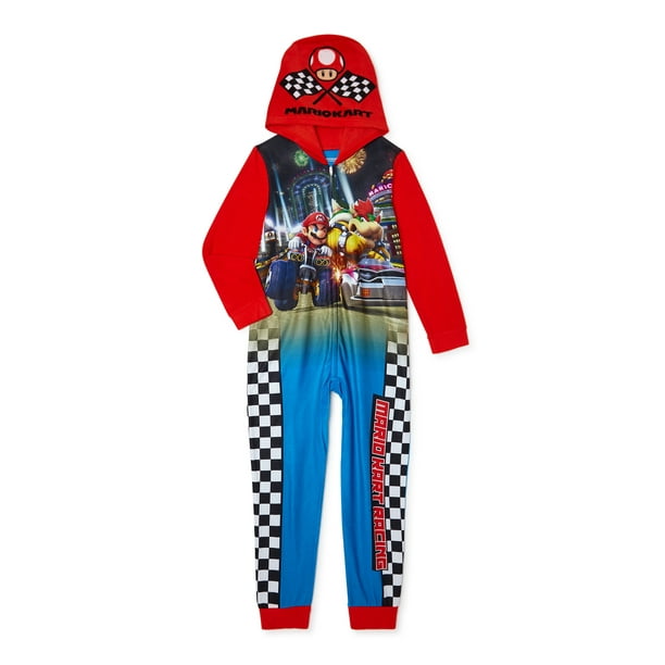 Mario Kart Exclusive Boys Hooded Union Suit Pajama, Sizes 412