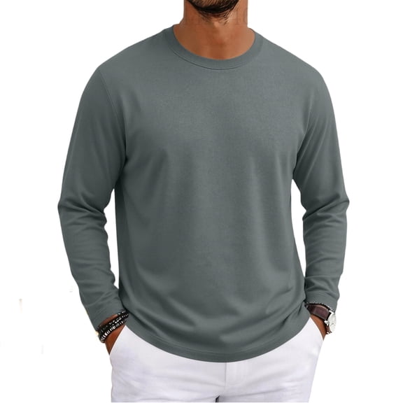 Men's Long Sleeve Tee Shirts Crew Neck Casual T-Shirts Soft Classic Style for Daily Casual,XL