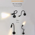 thumbnail image 3 of LED 3W Warm White 3000K Gooseneck Wall Lamp AC85-265V Wiring Type Bedside Lamp with Rotating Adjustable Spotlight D, 3 of 7
